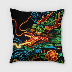 Подушка квадратная Japanese neon dragon - irezumi