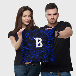 Подушка квадратная Beastars blue energy, цвет: 3D-принт — фото 2