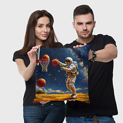 Подушка квадратная Астронавт играет в баскетбол, цвет: 3D-принт — фото 2