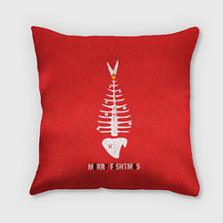 Подушка квадратная Merry Christmas - skeleton fish
