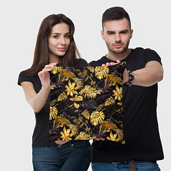 Подушка квадратная Золотые тропики, цвет: 3D-принт — фото 2