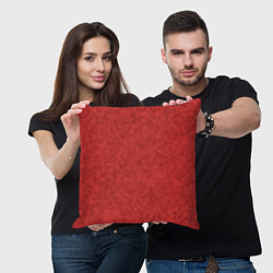 Подушка квадратная Коралловый красный однотонный текстурный, цвет: 3D-принт — фото 2