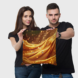 Подушка квадратная Золотая ткань с блестками, цвет: 3D-принт — фото 2