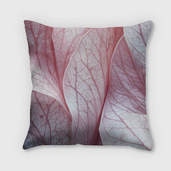 Подушка квадратная Розовые листья, цвет: 3D-принт