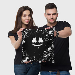 Подушка квадратная Marshmello брызги красок, цвет: 3D-принт — фото 2
