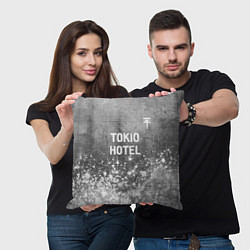 Подушка квадратная Tokio Hotel - grey gradient посередине, цвет: 3D-принт — фото 2