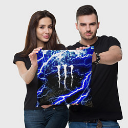 Подушка квадратная Monster storm energy, цвет: 3D-принт — фото 2