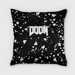 Подушка квадратная Doom белые краски всплеск, цвет: 3D-принт