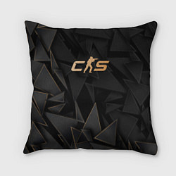 Подушка квадратная Counter-Strike 2 golden poly, цвет: 3D-принт