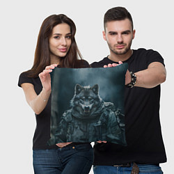 Подушка квадратная Солдат волк, цвет: 3D-принт — фото 2