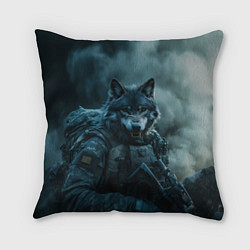 Подушка квадратная Волк солдат, цвет: 3D-принт
