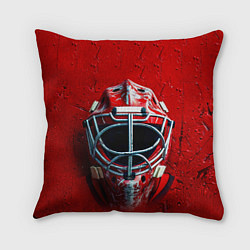 Подушка квадратная Маска голкипера на красном, цвет: 3D-принт