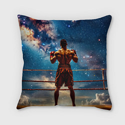 Подушка квадратная Тайский боксер в космосе, цвет: 3D-принт