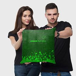 Подушка квадратная Akame ga Kill - green gradient посередине, цвет: 3D-принт — фото 2