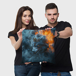 Подушка квадратная Волк в короне в огне, цвет: 3D-принт — фото 2