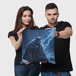 Подушка квадратная Волк повелитель молний, цвет: 3D-принт — фото 2