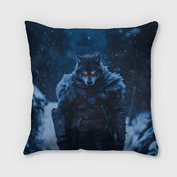 Подушка квадратная Воин волк зимой, цвет: 3D-принт
