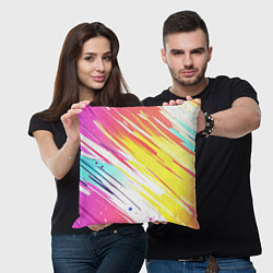 Подушка квадратная Брызги краски на белом фоне, цвет: 3D-принт — фото 2