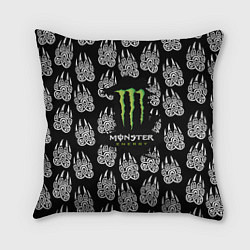 Подушка квадратная Monster energy медвежьи лапы, цвет: 3D-принт