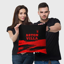 Подушка квадратная Aston Villa - red gradient посередине, цвет: 3D-принт — фото 2