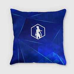 Подушка квадратная Tomb Raider blue poly, цвет: 3D-принт