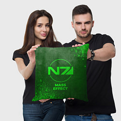 Подушка квадратная Mass Effect - green gradient, цвет: 3D-принт — фото 2