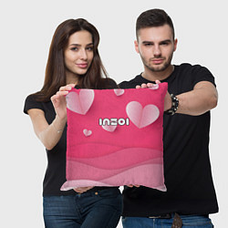 Подушка квадратная Inzoi розовые сердечки, цвет: 3D-принт — фото 2