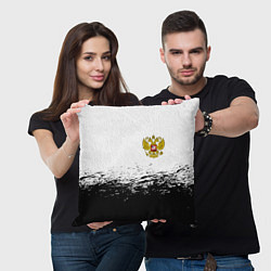 Подушка квадратная Россия черно белые краски, цвет: 3D-принт — фото 2