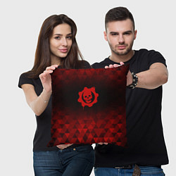Подушка квадратная Gears of War red poly, цвет: 3D-принт — фото 2
