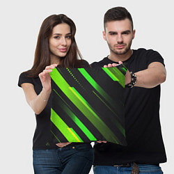Подушка квадратная Color black green, цвет: 3D-принт — фото 2