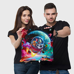 Подушка квадратная Том и Джерри летят в ракете - нейроарт, цвет: 3D-принт — фото 2