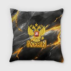 Подушка квадратная Россия черно-желтый фон