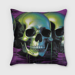 Подушка квадратная Черепа отливающие неоном, цвет: 3D-принт