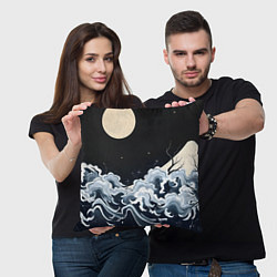 Подушка квадратная Японские волны и луна, цвет: 3D-принт — фото 2