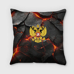 Подушка квадратная Герб России на фоне объемных плит, цвет: 3D-принт
