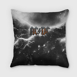 Подушка квадратная ACDC металлический лого черно-белая текстура