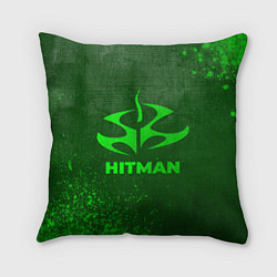 Подушка квадратная Hitman - green gradient, цвет: 3D-принт