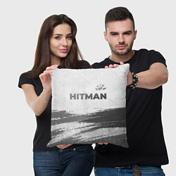Подушка квадратная Hitman - white gradient посередине, цвет: 3D-принт — фото 2