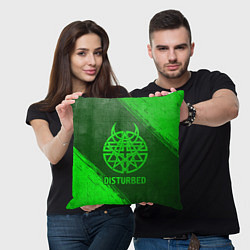 Подушка квадратная Disturbed - green gradient, цвет: 3D-принт — фото 2
