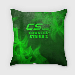 Подушка квадратная Counter Strike 2 - green gradient