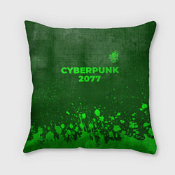 Подушка квадратная Cyberpunk 2077 - green gradient посередине