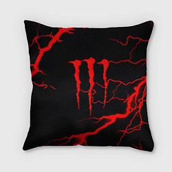 Подушка квадратная Monster energy storm red, цвет: 3D-принт