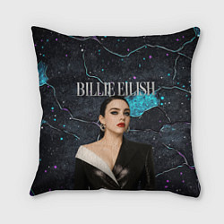 Подушка квадратная Билли Айлиш в деловом костюме, цвет: 3D-принт