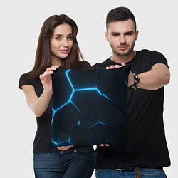 Подушка квадратная Черные плиты с синим светом, цвет: 3D-принт — фото 2