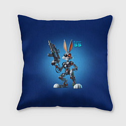 Подушка квадратная Cyborg Bugs Bunny with a gun - ai art fantasy, цвет: 3D-принт