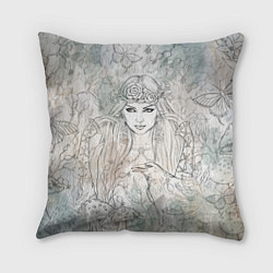 Подушка квадратная Готическая ведьма с вороном, цвет: 3D-принт