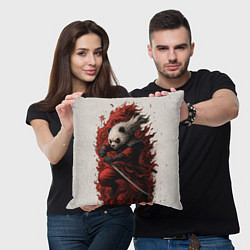 Подушка квадратная Демоническая панда самурай - нейроарт, цвет: 3D-принт — фото 2