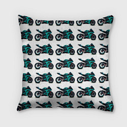 Подушка квадратная Motorbike light blue, цвет: 3D-принт