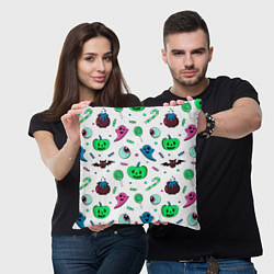 Подушка квадратная Halloween light green pumpkin - паттерн, цвет: 3D-принт — фото 2