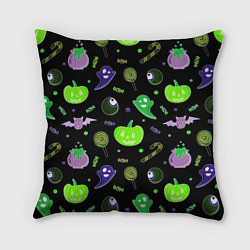 Подушка квадратная Halloween black pumpkin pattern, цвет: 3D-принт